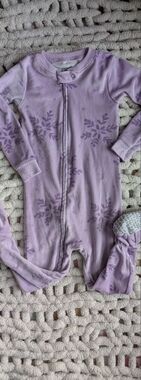 Lilac Snowflake Footed Baby Sleeper